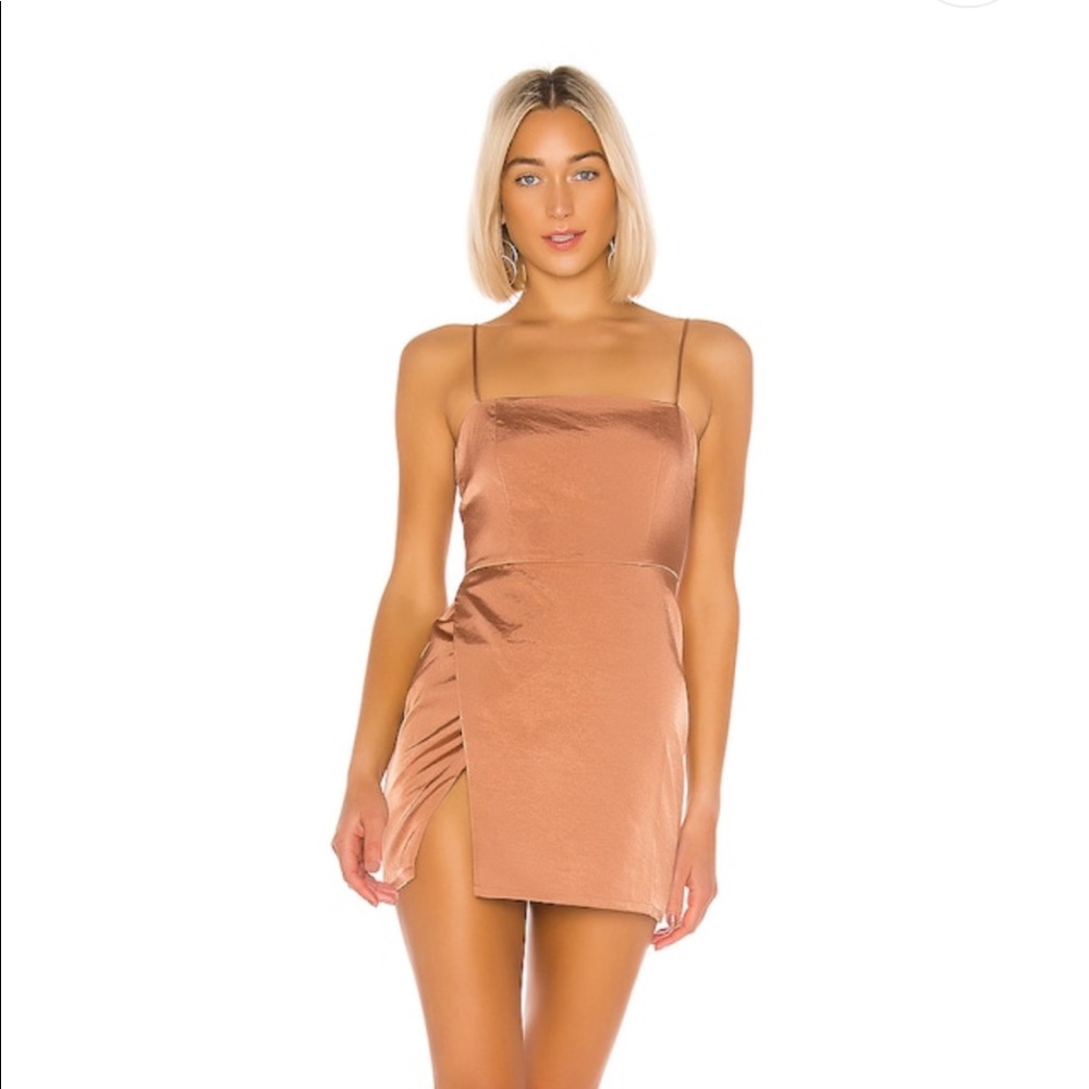 Superdown Gianna Split Mini Dress in Nude from Revolve
